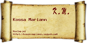 Kossa Mariann névjegykártya