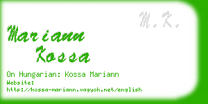 mariann kossa business card